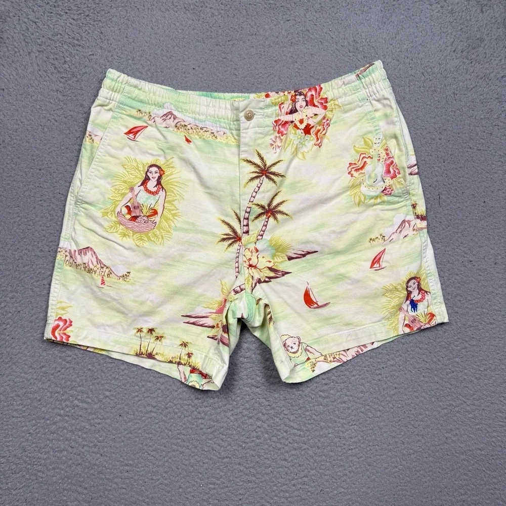 Polo‎ Ralph Lauren Hawaiian Tropical Hula Girl Surf Bear Shorts